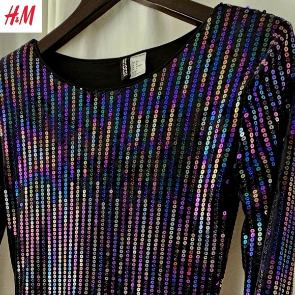 H&M - Black Velvet & Sequin Dress - Picture 1 of 14